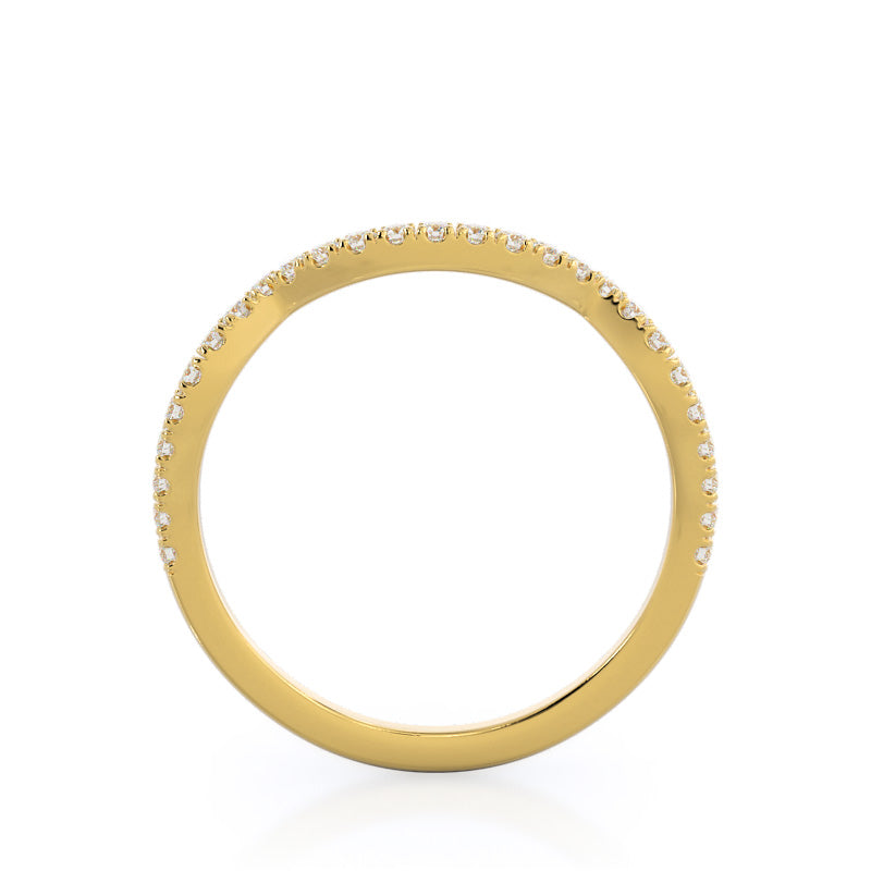 Forever Twisting Diamond Wedding Band with 18KT Yellow Gold Cut Diamond in 14KT Yellow Gold view 2
