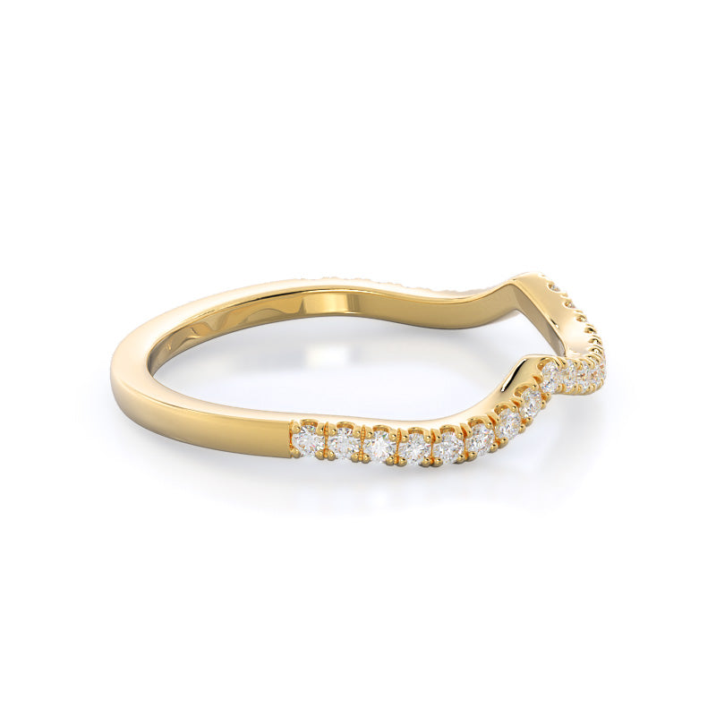 Forever Twisting Diamond Wedding Band with 18KT Yellow Gold Cut Diamond in 14KT Yellow Gold view 4
