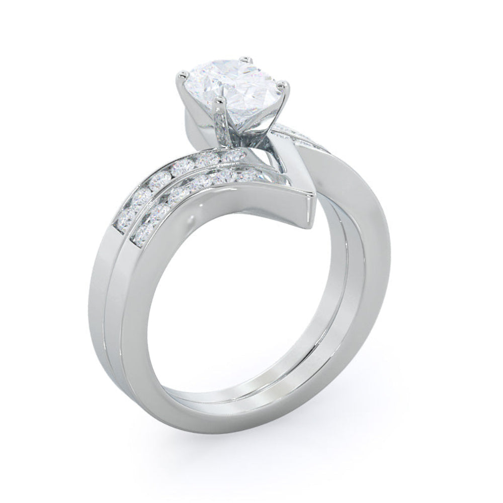 Tapered Diamond Engagement Ring with Oval Cut Diamond in 14KT Rose Gold view 4
