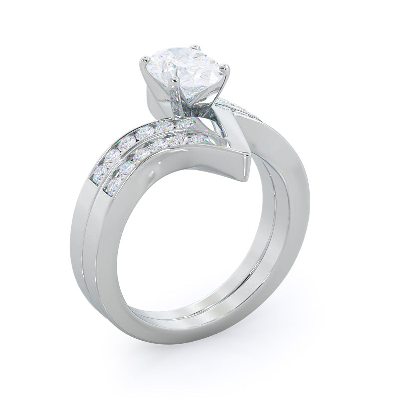 Tapered Diamond Wedding Band with Platinum Cut Diamond in 14KT Platinum view 3
