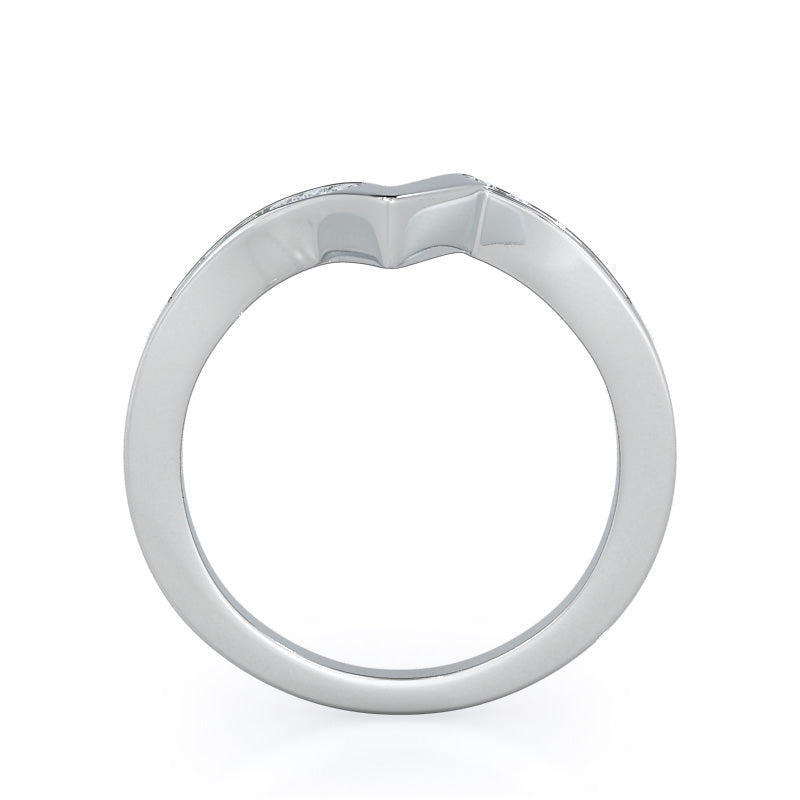 Tapered Diamond Wedding Band with Platinum Cut Diamond in 14KT Platinum view 2
