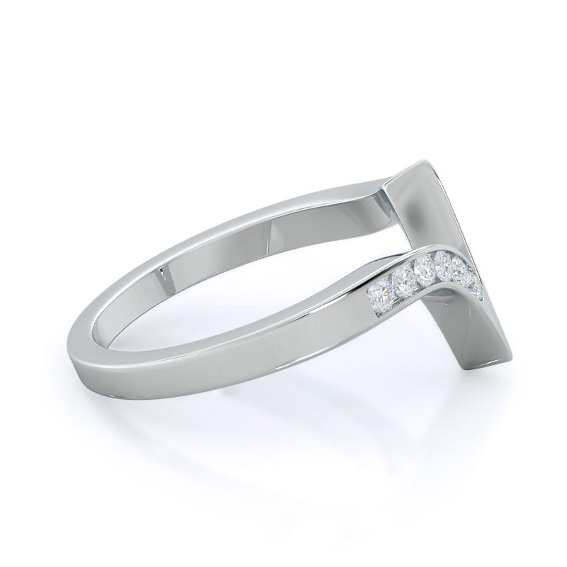 Tapered Diamond Wedding Band with Platinum Cut Diamond in 14KT Platinum view 4
