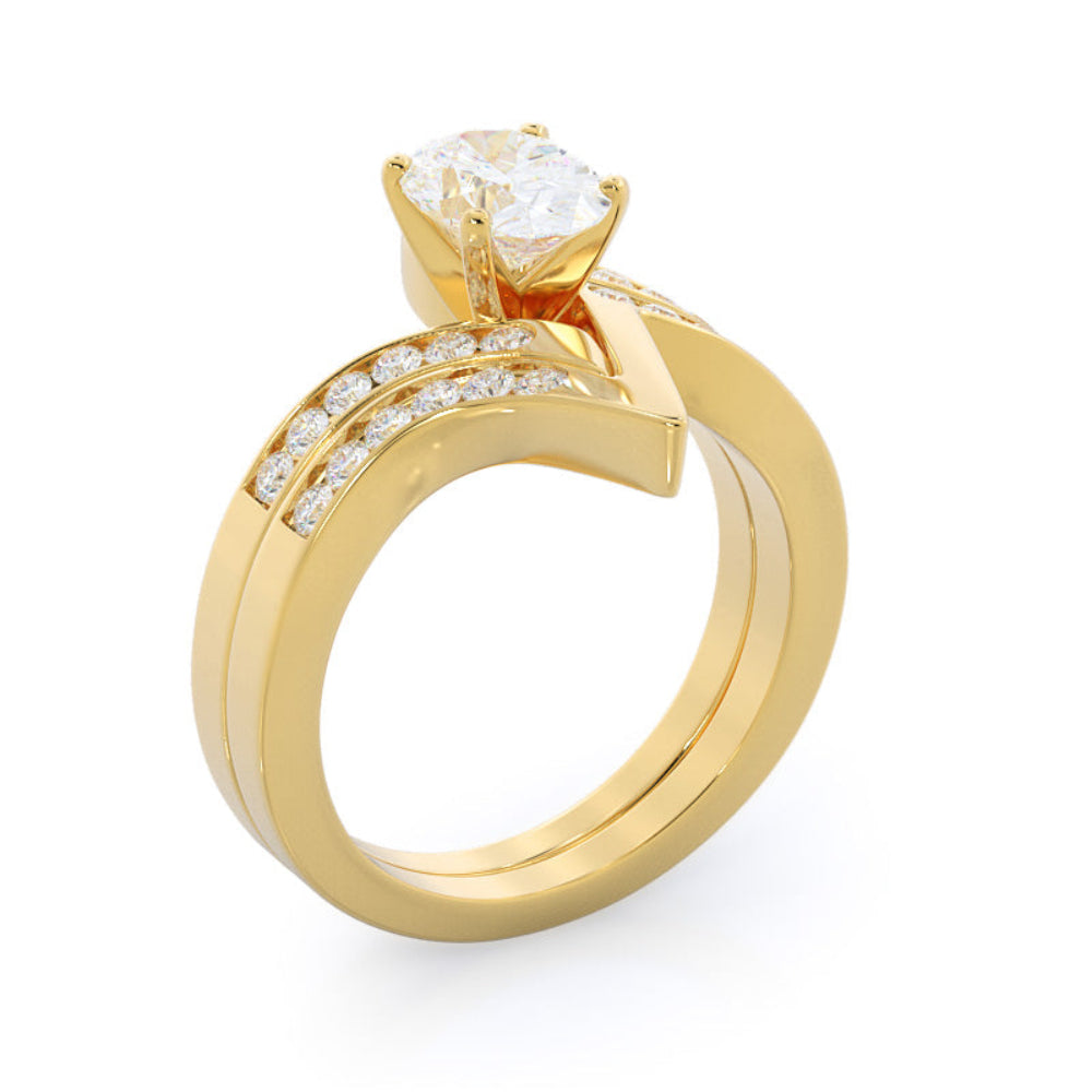 Tapered Diamond Engagement Ring with Oval Cut Diamond in 14KT Rose Gold view 5
