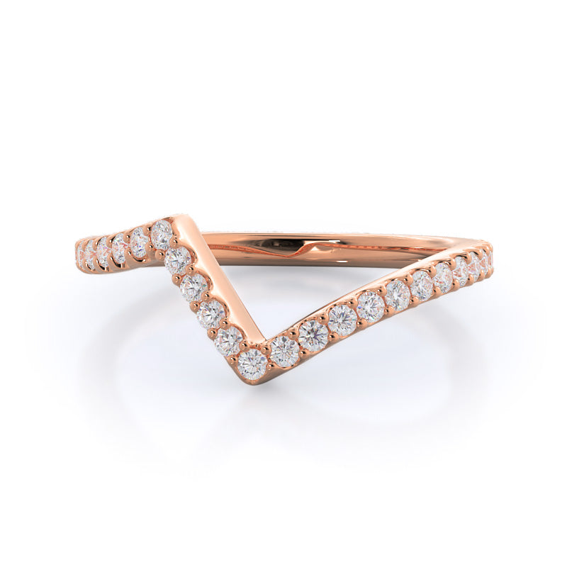 Twist Diamond Wedding Band with 18KT Rose Gold Cut Diamond in 14KT Rose Gold view 1
