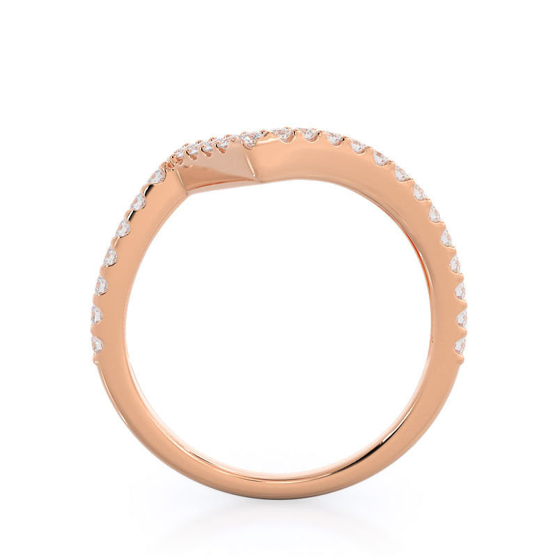 Twist Diamond Wedding Band with 18KT Rose Gold Cut Diamond in 14KT Rose Gold view 2
