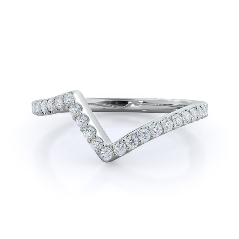 Twist Diamond Wedding Band with Platinum Cut Diamond in 14KT Platinum view 1
