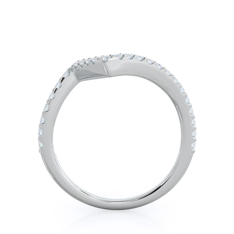 Twist Diamond Wedding Band with Platinum Cut Diamond in 14KT Platinum view 2
