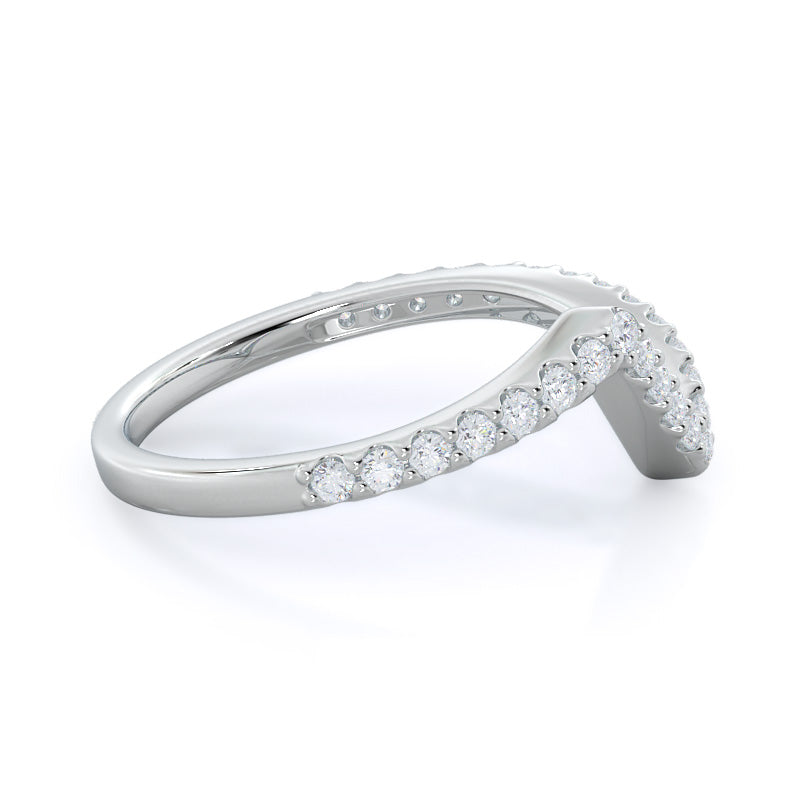 Twist Diamond Wedding Band with Platinum Cut Diamond in 14KT Platinum view 4
