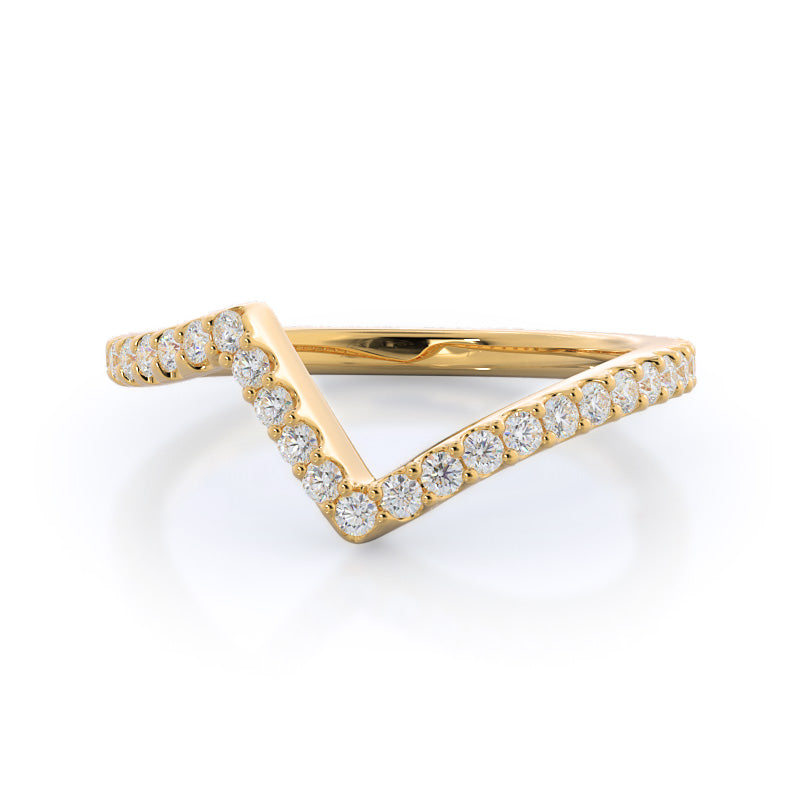 Twist Diamond Wedding Band with 18KT Yellow Gold Cut Diamond in 14KT Yellow Gold view 1
