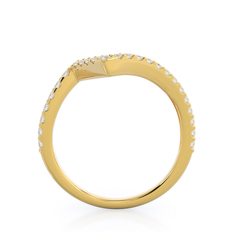 Twist Diamond Wedding Band with 18KT Yellow Gold Cut Diamond in 14KT Yellow Gold view 2
