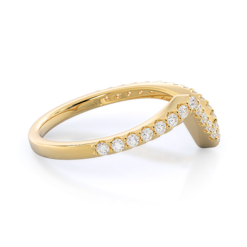 Twist Diamond Wedding Band with 18KT Yellow Gold Cut Diamond in 14KT Yellow Gold view 4
