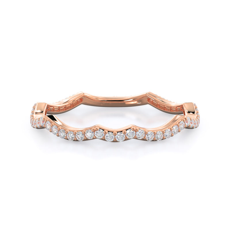 Infinity Winding Diamond Wedding Band with 18KT Rose Gold Cut Diamond in 14KT Rose Gold view 1
