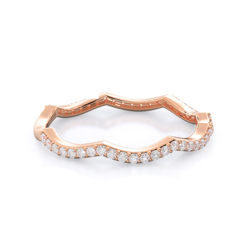 Infinity Winding Diamond Wedding Band with 18KT Rose Gold Cut Diamond in 14KT Rose Gold view 4
