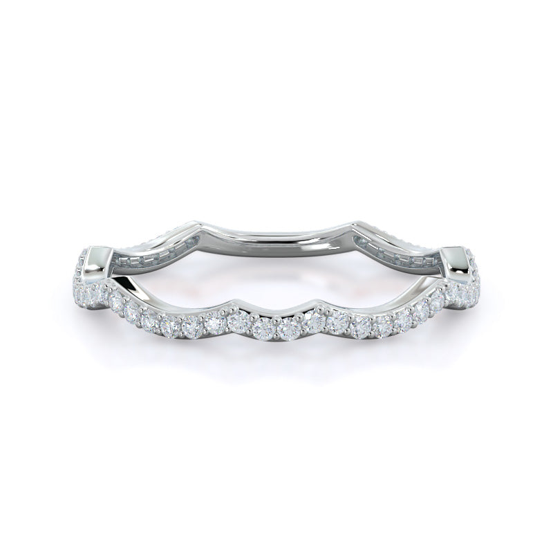 Infinity Winding Diamond Wedding Band with Platinum Cut Diamond in 14KT Platinum view 1
