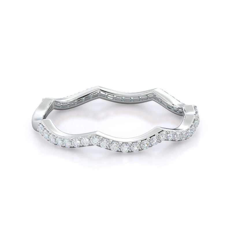 Infinity Winding Diamond Wedding Band with Platinum Cut Diamond in 14KT Platinum view 4
