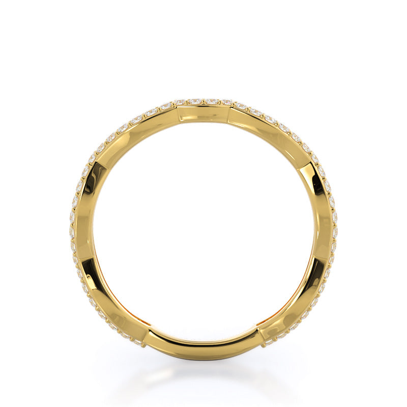 Infinity Winding Diamond Wedding Band with 18KT Yellow Gold Cut Diamond in 14KT Yellow Gold view 2
