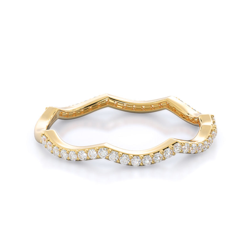 Infinity Winding Diamond Wedding Band with 18KT Yellow Gold Cut Diamond in 14KT Yellow Gold view 4
