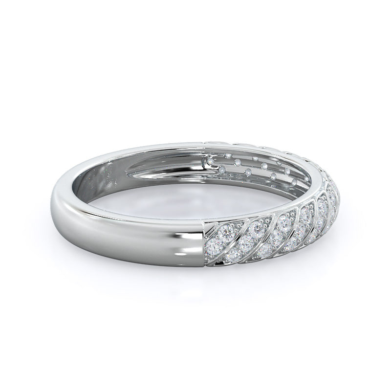 Braided Row Diamond Wedding Band with Platinum Cut Diamond in 14KT Platinum view 4

