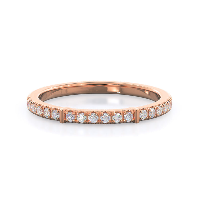 Chic Accent Diamond Wedding Band with 18KT Rose Gold Cut Diamond in 14KT Rose Gold view 1
