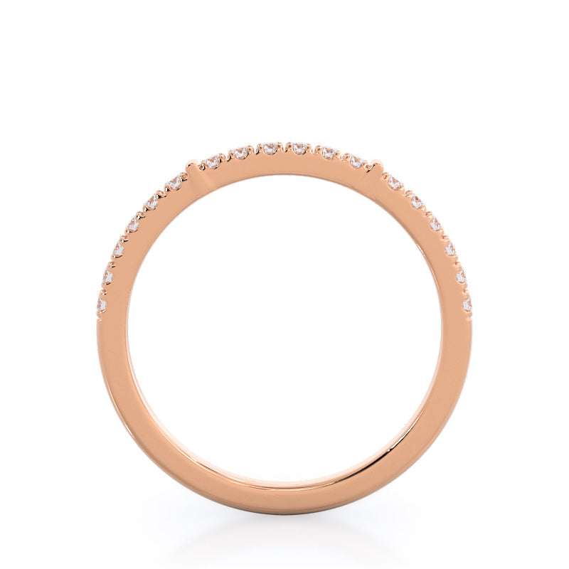 Chic Accent Diamond Wedding Band with 18KT Rose Gold Cut Diamond in 14KT Rose Gold view 2
