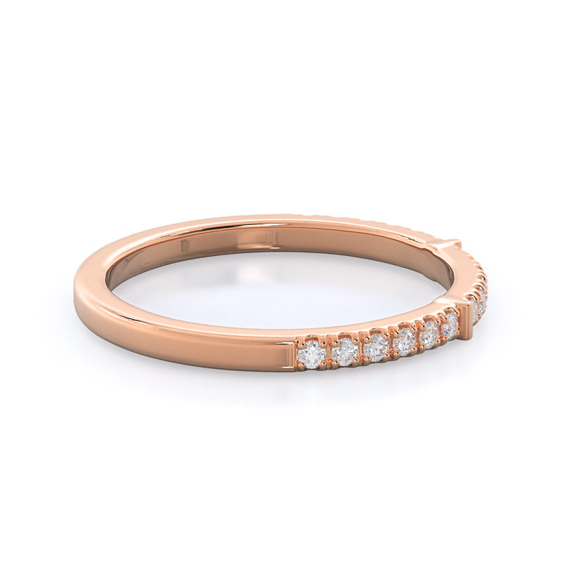 Chic Accent Diamond Wedding Band with 18KT Rose Gold Cut Diamond in 14KT Rose Gold view 4
