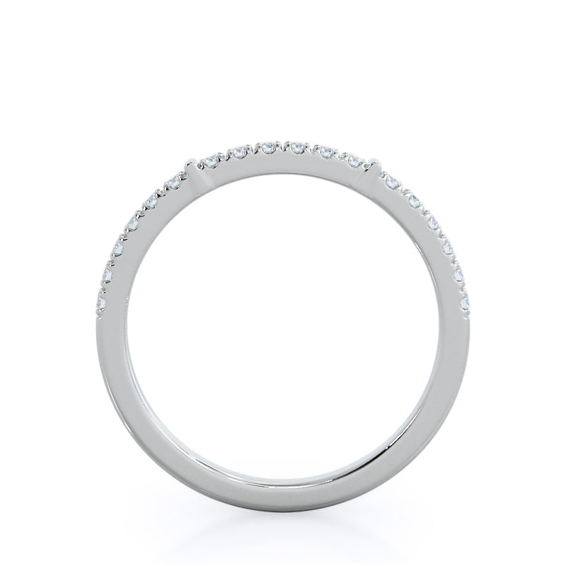 Chic Accent Diamond Wedding Band with Platinum Cut Diamond in 14KT Platinum view 2
