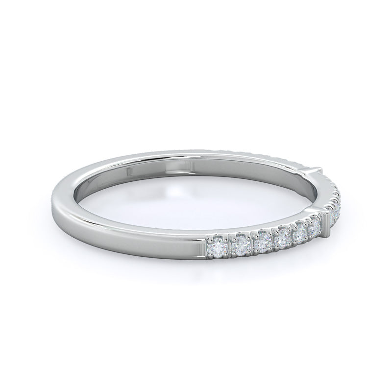 Chic Accent Diamond Wedding Band with Platinum Cut Diamond in 14KT Platinum view 4
