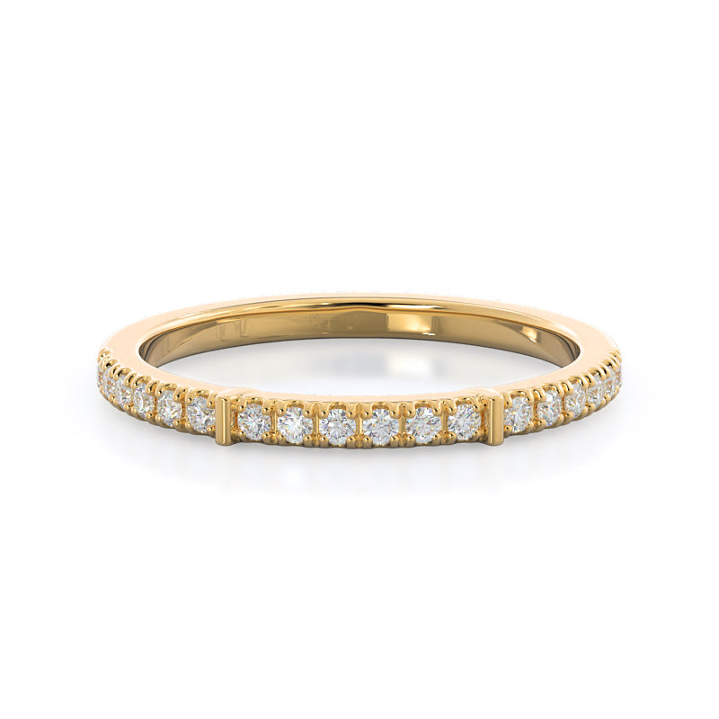 Chic Accent Diamond Wedding Band with 18KT Yellow Gold Cut Diamond in 14KT Yellow Gold view 1
