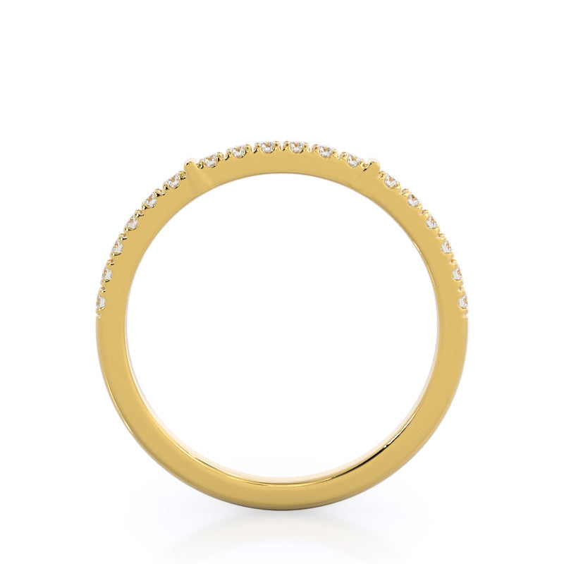 Chic Accent Diamond Wedding Band with 18KT Yellow Gold Cut Diamond in 14KT Yellow Gold view 2
