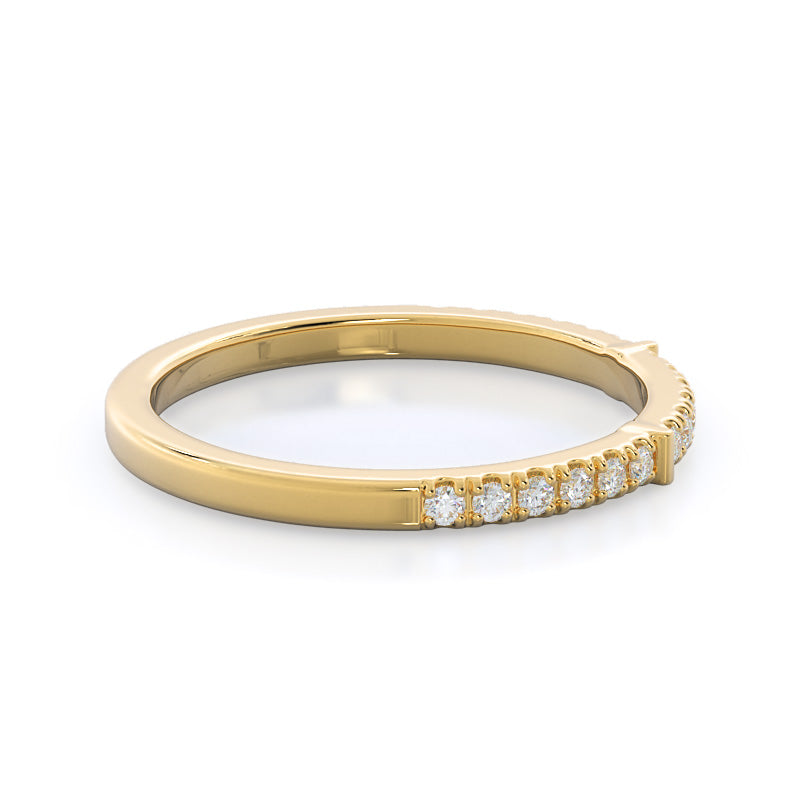 Chic Accent Diamond Wedding Band with 18KT Yellow Gold Cut Diamond in 14KT Yellow Gold view 4
