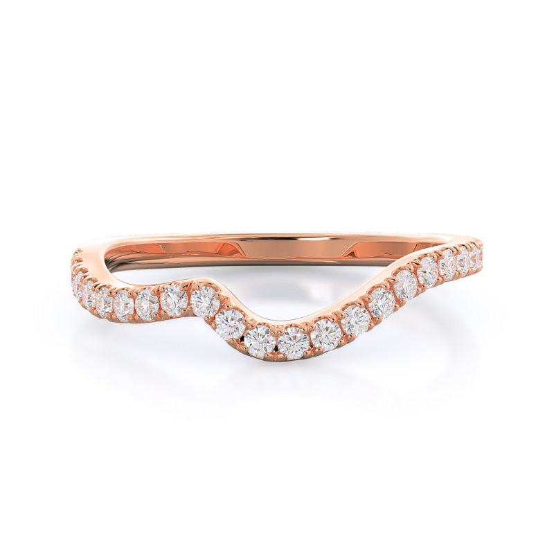 Two Tone Bypass Diamond Wedding Band with 18KT Rose Gold Cut Diamond in 14KT Rose Gold view 1
