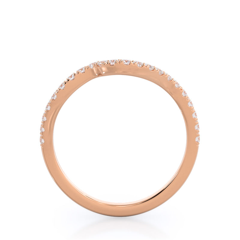 Two Tone Bypass Diamond Wedding Band with 18KT Rose Gold Cut Diamond in 14KT Rose Gold view 2
