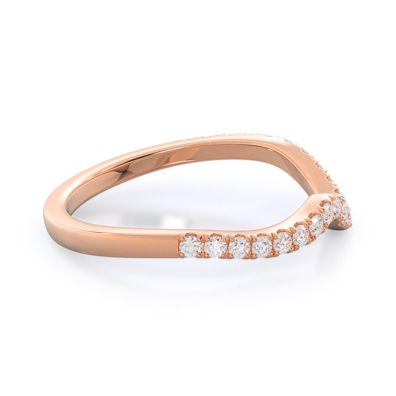 Two Tone Bypass Diamond Wedding Band with 18KT Rose Gold Cut Diamond in 14KT Rose Gold view 4
