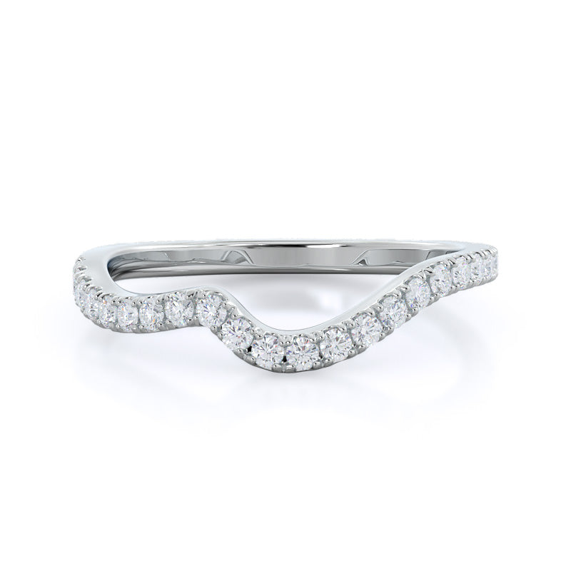 Two Tone Bypass Diamond Wedding Band with Platinum Cut Diamond in 14KT Platinum view 1
