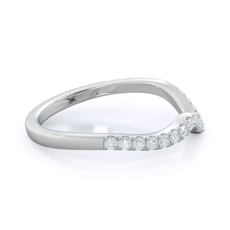 Two Tone Bypass Diamond Wedding Band with Platinum Cut Diamond in 14KT Platinum view 4
