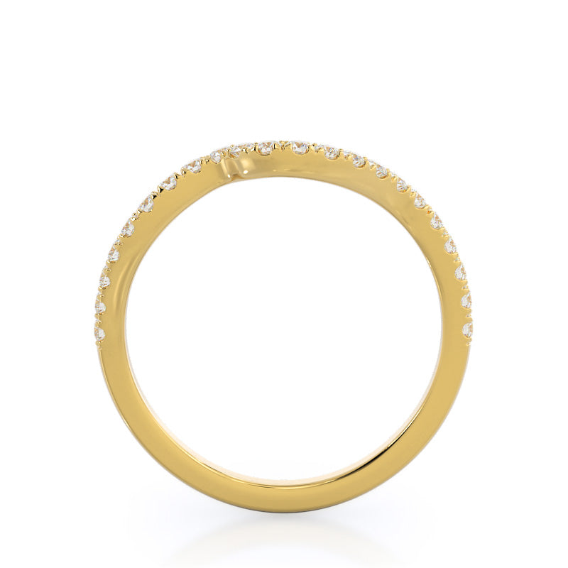 Two Tone Bypass Diamond Wedding Band with 18KT Yellow Gold Cut Diamond in 14KT Yellow Gold view 2
