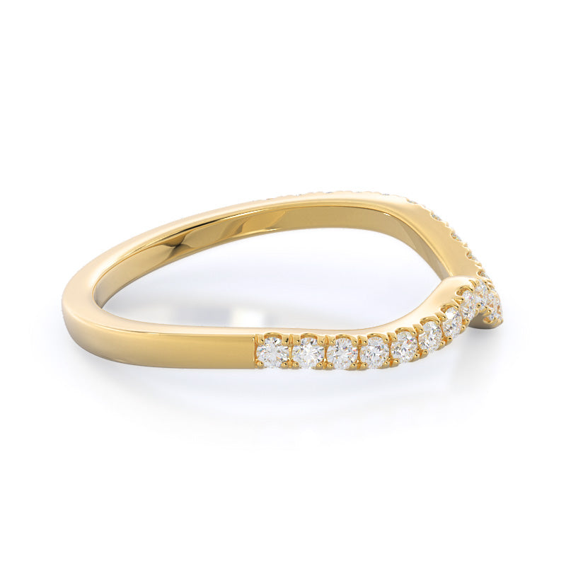 Two Tone Bypass Diamond Wedding Band with 18KT Yellow Gold Cut Diamond in 14KT Yellow Gold view 4
