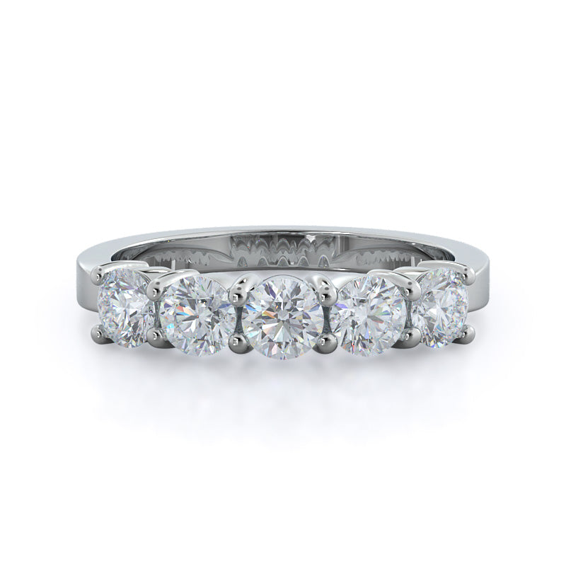 Five Stone Diamond Wedding Band with Platinum Cut Diamond in 14KT Platinum view 1
