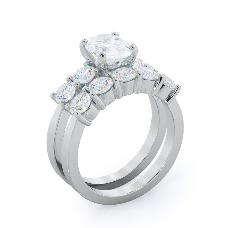 Five Stone Diamond Wedding Band with Platinum Cut Diamond in 14KT Platinum view 3
