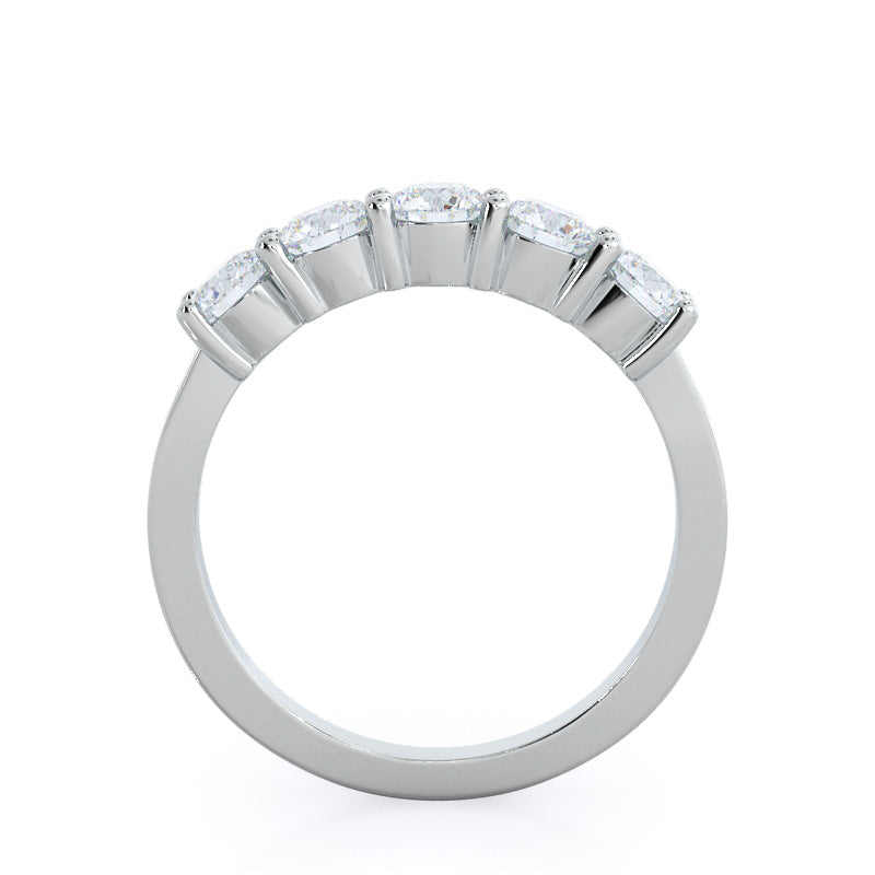 Five Stone Diamond Wedding Band with Platinum Cut Diamond in 14KT Platinum view 2
