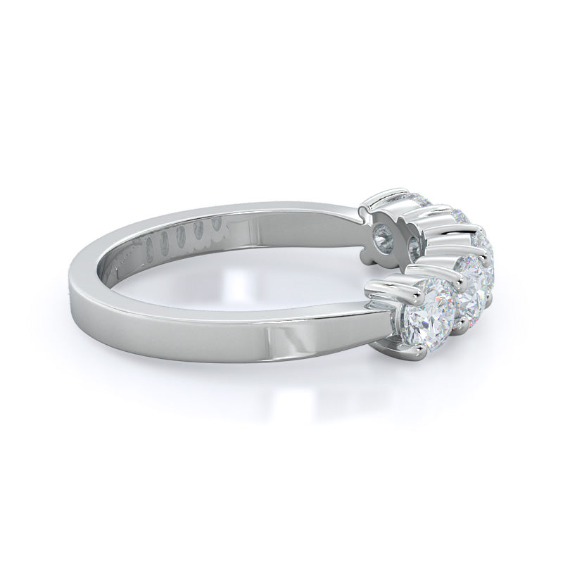 Five Stone Diamond Wedding Band with Platinum Cut Diamond in 14KT Platinum view 4
