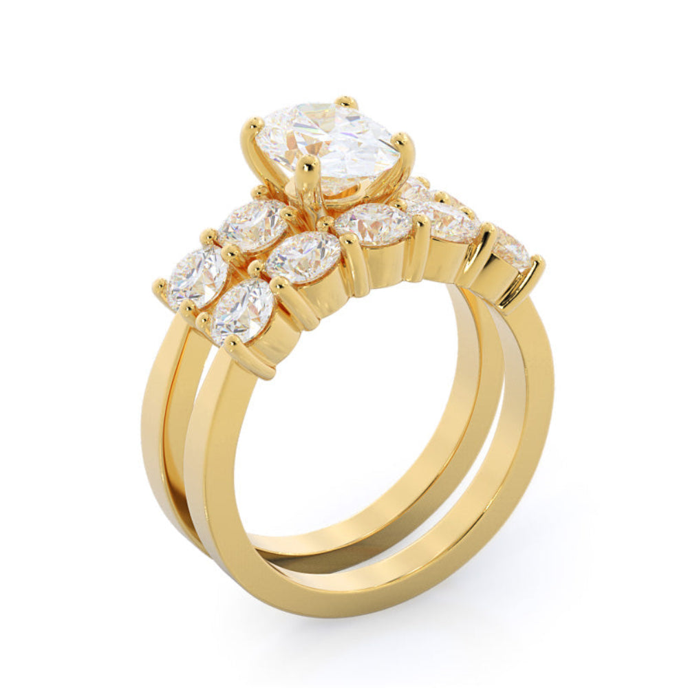 Five Stone Diamond Engagement Ring with Oval Cut Diamond in 14KT Rose Gold view 6
