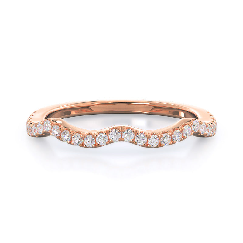 Braided Cathedral Diamond Wedding Band with 18KT Rose Gold Cut Diamond in 14KT Rose Gold view 1

