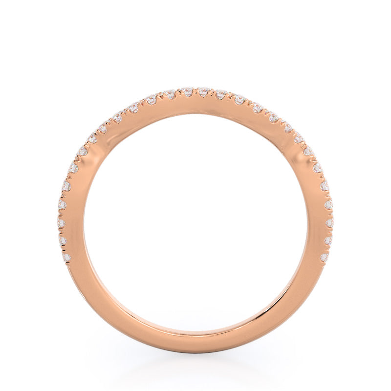 Braided Cathedral Diamond Wedding Band with 18KT Rose Gold Cut Diamond in 14KT Rose Gold view 2
