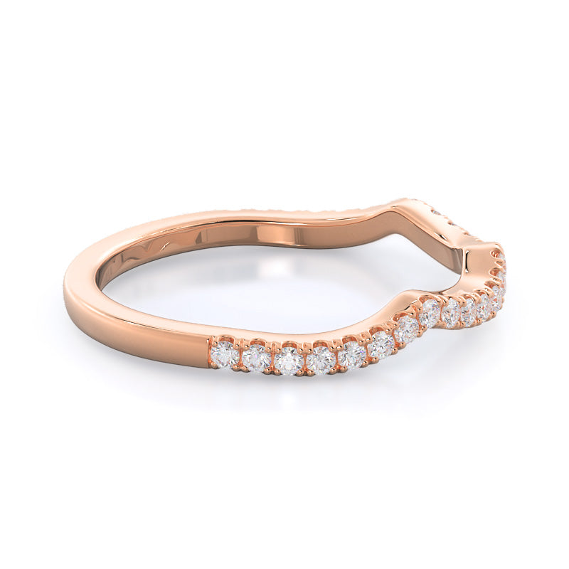 Braided Cathedral Diamond Wedding Band with 18KT Rose Gold Cut Diamond in 14KT Rose Gold view 4
