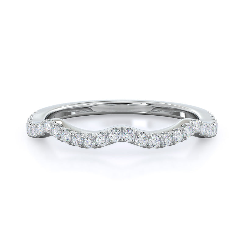 Braided Cathedral Diamond Wedding Band with Platinum Cut Diamond in 14KT Platinum view 1
