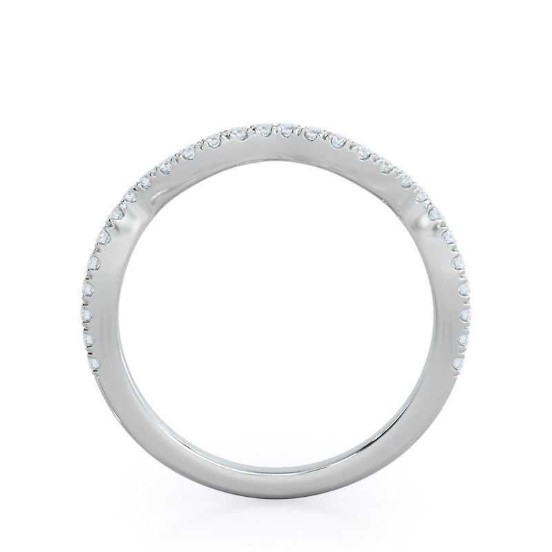 Braided Cathedral Diamond Wedding Band with Platinum Cut Diamond in 14KT Platinum view 2
