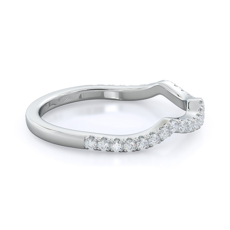 Braided Cathedral Diamond Wedding Band with Platinum Cut Diamond in 14KT Platinum view 4
