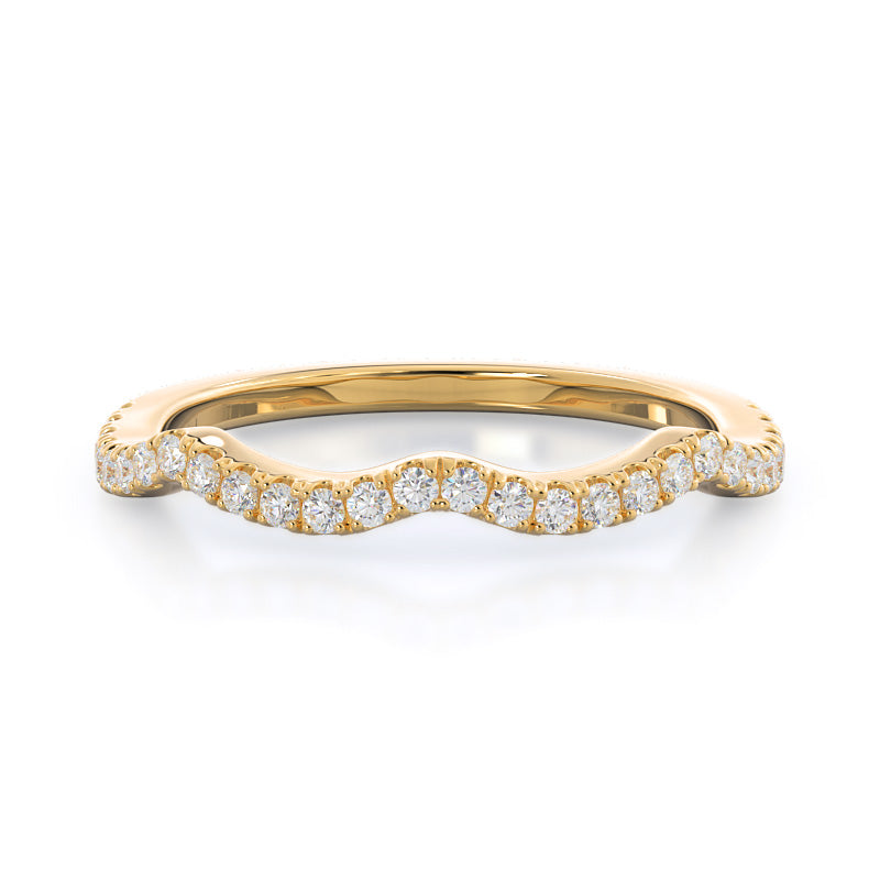 Braided Cathedral Diamond Wedding Band with 18KT Yellow Gold Cut Diamond in 14KT Yellow Gold view 1
