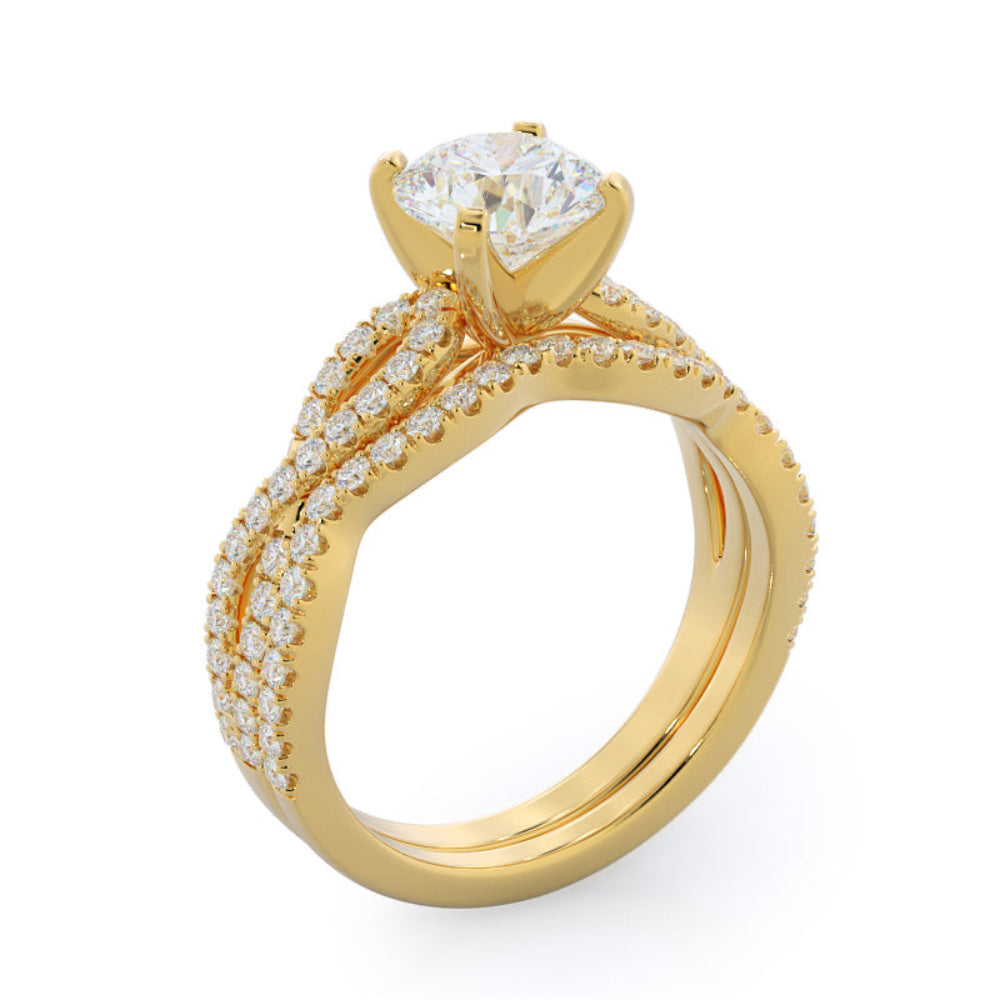 Braided Cathedral Diamond Engagement Ring with Oval Cut Diamond in 14KT Rose Gold view 6

